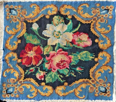 Arte vintage bordado floral hecho a mano 14"x16" usado en excelente estado Foto 1 de 4