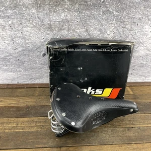 Vintage Brooks B66 Leather Bicycle Saddle Black Seat NOS New Spring Strandie - Picture 1 of 19