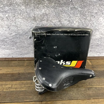 Sillín de bicicleta de cuero Brooks B66 de colección asiento negro nuevo en stock Spring Strandie Foto 1 de 4