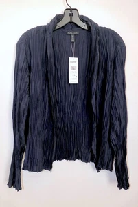 NWT Eileen Fisher XL Ink (Blue) Crushed Silk High Collar Jacket - Picture 1 of 8
