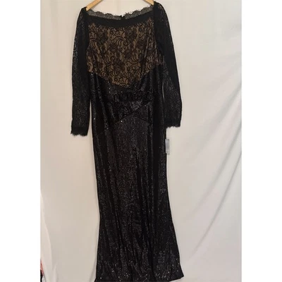 Tadashi Black Aquila Lace Sequin Gown NWT sz 16 - Image 1 of 4