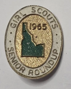 Vintage Girl Scouts Senior Roundup 1965 Lapel Pin Idaho Metal Enamel - Picture 1 of 4