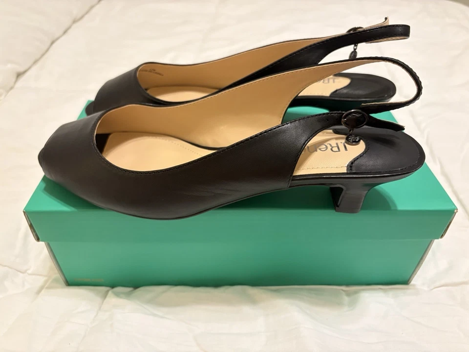 Nuevo J. Renee ALDENE Cuero Negro Niños Piel Cordones Bomba Corto Tacón Alto 12 Ancho Foto 1 de 4