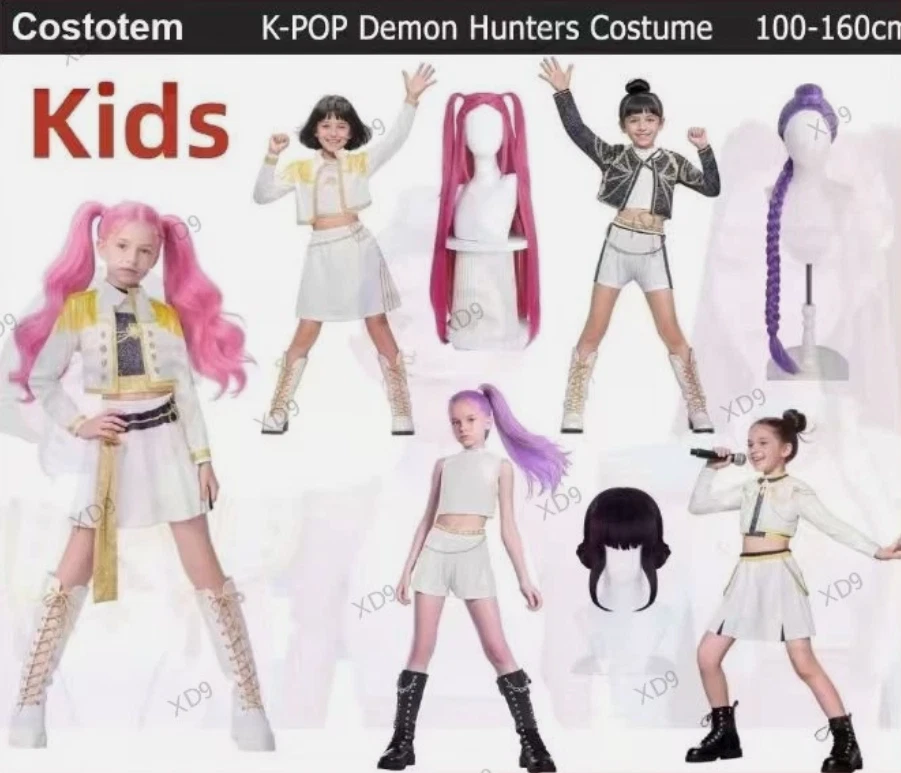Halloween Kinder KPop Demon Hunters Rumi Zoey Mira Kostüm Cosplay Fancy Kleid - Bild 1 von 4