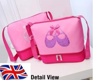 Stock del Reino Unido Nuevo Rosa Niñas Niños Zapatos de Ballet Bolso de Baile/Bolso de Hombro/Bolso de Mano  - Imagen 1 de 7