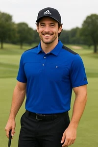 Adidas Puremotion CoolMax Golf Polo  Dark Blue Size Large Moisture Wicking MENS - Picture 1 of 8