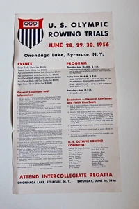 Vintage 1956 U.S Olympic Rowing Trials Crew Team Info Ad POSTER Syracuse NY Rare - Picture 1 of 11