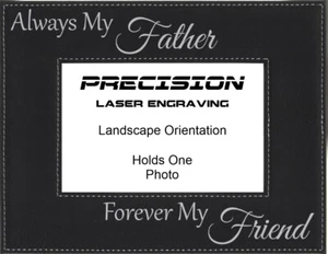 Marco de fotos de cuero sintético grabado Always My Father Forever My Friend - Imagen 1 de 5