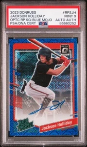 JACKSON HOLLIDAY 2023 DONRUSS RTD. PRSPCT [AUTO BLUE MOJO 6/15]-PSA 9-P2/NH-BALT - Picture 1 of 2