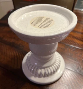 LN 6.5" Pottery Barn Ceramic Tara Pillar Candle Holder | Small White Candlestick - Picture 1 of 7