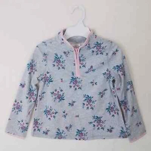 Oshkosh 1/4 Zip Fleece Pullover Size 5T in Grey w/ Floral Print - Picture 1 of 11
