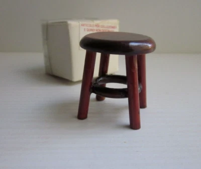 Sgabello Rotondo-Case delle Bambole-Sala Pranzo-Legno Color Mogano-Mobili 1:12 - Immagine 1 di 4