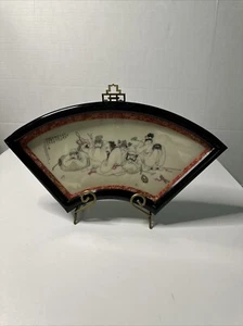 PLACA CHINA ENCRE DE CHINA FORMA ABANICO PINTADA A MANO MARCADA (Ver Fotos) - Imagen 1 de 15