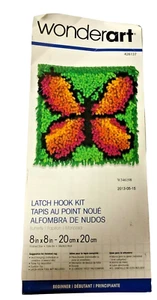 Wonderart Latch Hook Kit Butterfly Beginner Kit 426137 Orange Red Green 8x8 Open - Picture 1 of 5