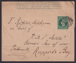 DOMINICA: (19320) TO H.M.S. “MOELKE”, RUPERTS BAY/NEWSWRAPPER - Picture 1 of 2
