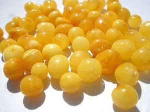 NATURAL BAROQUE POLISHED BALTIC HOLED AMBER LOOSE 50 BEADS EGG YOLK BUTTER 3-6mm - Picture 1 of 8