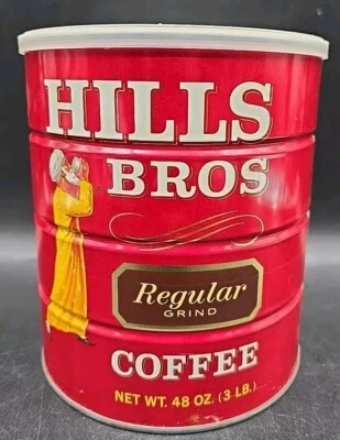 RARE OLD 1960'S FULL SEALED 3 LB CAN OF HILLS BROS REGULAR GRIND COFFEE - Image 1 of 4