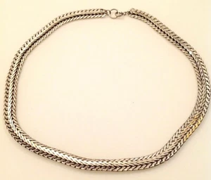 collier tour de coup vintage couleur argent maille déco plate qualité 266 - Picture 1 of 2