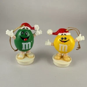 M&M Christmas Ornament Candy Toppers Vintage 1988 Green Peanut Yellow M&M - Bild 1 von 11