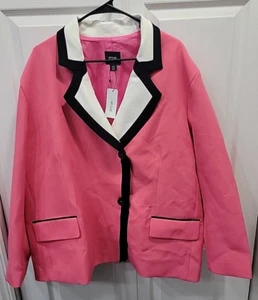 Nasty Gal Premium Pink Contrast Trim Blazer Women’s Size 14 NWT - Picture 1 of 9