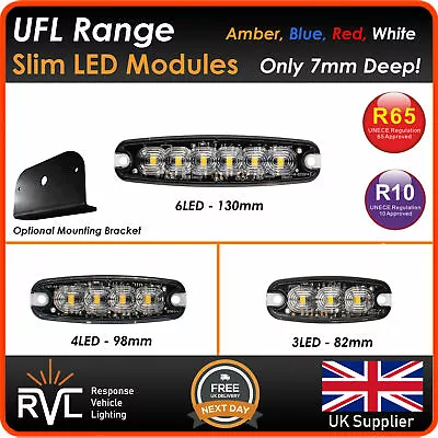 12/24v Slim Flat LED Strobe Flashing Light Module Grill Recovery Beacon Lightbar • 22.50£