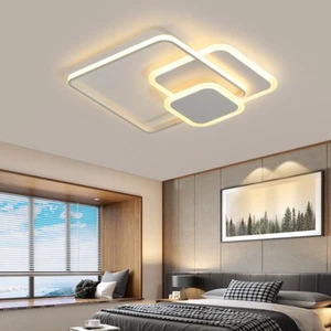 Plafoniera lampada soffitto LED 48W moderno 3 quadrati 3840lm decorativo stanza - Foto 1 di 15