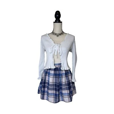 Y2K Wet Seal Blue Plaid Circle Mini Skirt Size Medium - Image 1 of 4