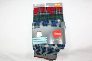 935X06 Hanes MC84C3 Boys Platinum Tagless Boxers 3-Pack L(14-16) Asst Plaid - Picture 1 of 2