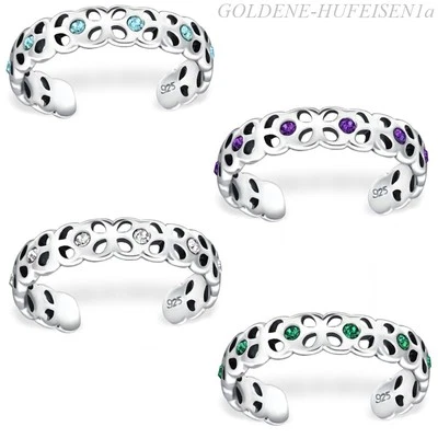 ZEHENRING Kristall Blume Fuß-Ring 925 Sterling Silber Damen Zehring xc-100 - Bild 1 von 2