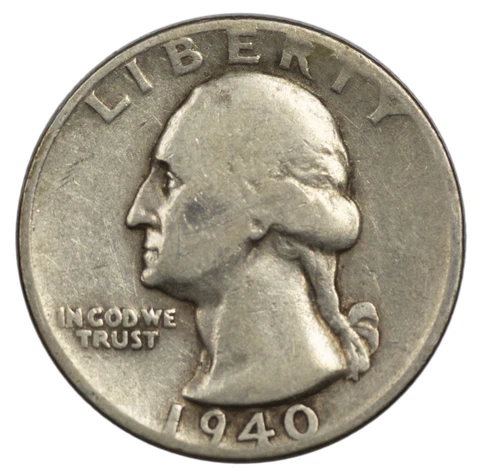 1940 -P Washington Quarter 25c - VG Very Good Condition Cover