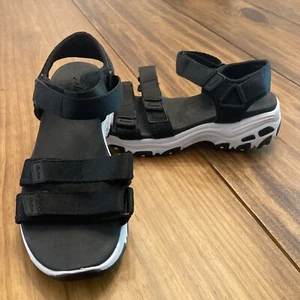 Skechers DLites Fresh Catch Womens 6 Black & White Yoga Foam Strappy Sandals EUC - Picture 1 of 8