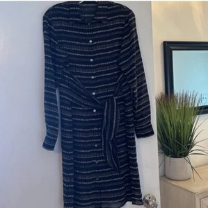 Vestido Camisa Theory XS (P) Cintura Corbata Negro Seda Negocios Minorista $575 - Imagen 1 de 9