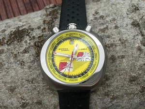 SORNA Bullhead automatic watch tachymeter scale yellow version new unworn - Picture 1 of 5