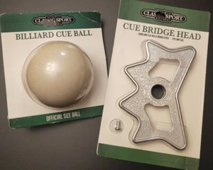 Classic Sport BILLIARD CUE BALL & BRIDGE HEAD LOT Official Size Ball 2.25 NEW - Picture 1 of 3