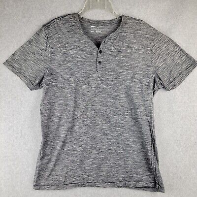 Public Opinion Henley Tshirt Mens Tee Medium Gray Short Sleeve Crew Neck Casual • 17.88€