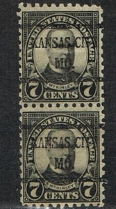 jimace29 #559 Coppia Precancel McKinley 1923 Edizione Regolare. Kansas City, MO. Annulla - Foto 1 di 1