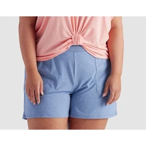 Freely Women's Plus Size Coastal Luxe Zipper Pocket Shorts in Blue 1X MSRP $30 - Picture 1 of 5
