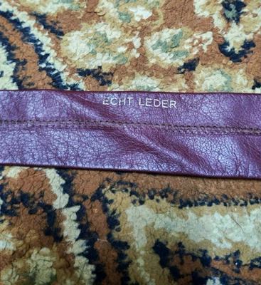 mens vintage handmade classic Genuine leather luxury burgundy skinny neck tie - Image 1 of 4