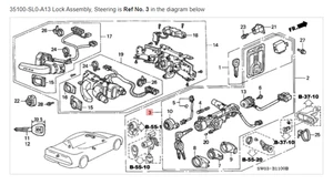 Conjunto de bloqueo NSX HONDA ACURA GENUINO OEM, dirección ☆ 35100-SL0-A13 ☆ - Imagen 1 de 2