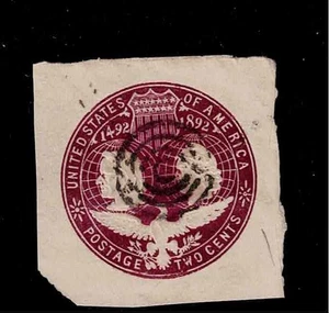 US Scott #U349, Single 1893 Cut Square 2c FVF Used - Picture 1 of 1