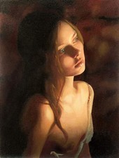 Dream-art Oil painting young girl in the Candlelight night hand painted canvas
