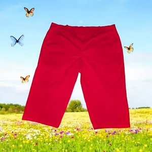 BASIC EDITIONS Womens PLUS 22W Red Capri Pants 46" Waist STRETCH Pockets Cropped - Picture 1 of 9