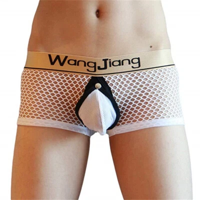 Men's Sexy Underwear Hollow Buckled Pouch shorts backless trunks boxer Briefs - Image 1 of 4