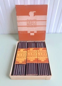 RARE VINTAGE 1936 N.O.S FULL BOX OF EAGLE 113 SUN CHEMI-SEALED PENCILS MADE USA - Foto 1 di 7