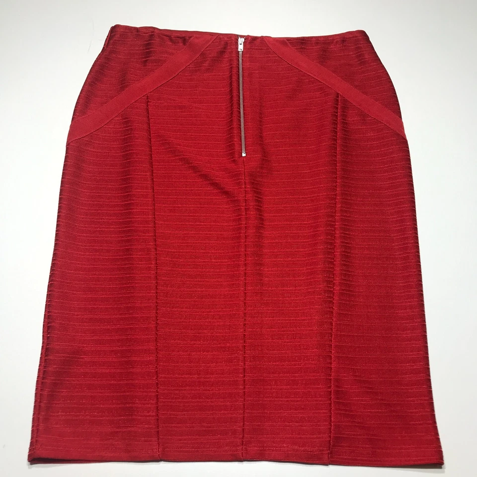 ASOS Skirt Womens Size 14 Red Striped Bodycon Pencil Stretch Rear Zip Lined - Image 1 of 4