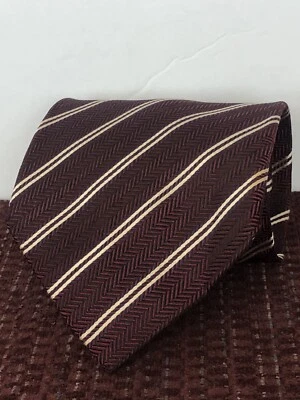 "Corbata Valerio Garati granate a rayas rojas y doradas para hombre 4""x 59"" seda pura hecha a mano" Foto 1 de 4