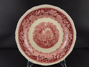 ANTICO PIATTO VASSOIO ROTONDO CERAMICA INGLESE MASON’S DECORO VISTA BIANCO ROSSO - Foto 1 di 6