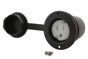 AC WORKS® NEMA 5-15R Flanged Outlet with Covers & Power Indicator – 15A, 125V - Picture 1 of 7