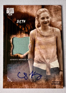 Topps The Walking Dead Road To Alexandria AR-B Beth Auto Relic Sepia #01/10
