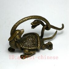 Chinese Bronze Carving Turtle snake ophidian figurine Decoration gift Collection